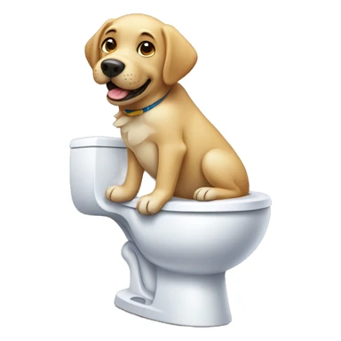 Labrador dog using a toilet sticker