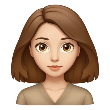 Brunette with light brown shoulder length hair, light skin with brown almond shaped eyes sticker