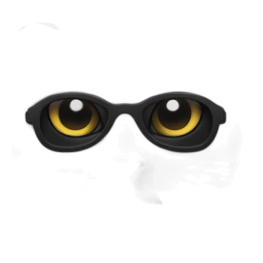 White cat with a black mask sticker