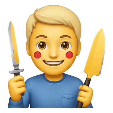 normal smile emoji 🙂 holding knife emoji in right hand sticker