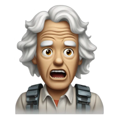 1955 Doc Brown from back to the future looking shocked and his mouth wide open. No eye-ware. sticker