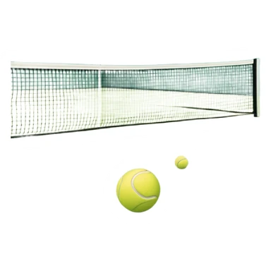 A tennis court with perfectly marked lines and a tennis ball resting near the baseline. The scene highlights the open space of the court, with a net dividing the two sides, capturing the focus and athleticism of the sport. sticker