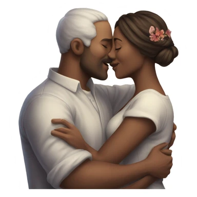 A man kiss a woman tha bacroun is a htel sticker