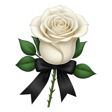 a white rose tied with a black velvet ribbon sticker