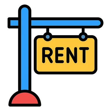 rent sign board icon with color outline, transparent background sticker