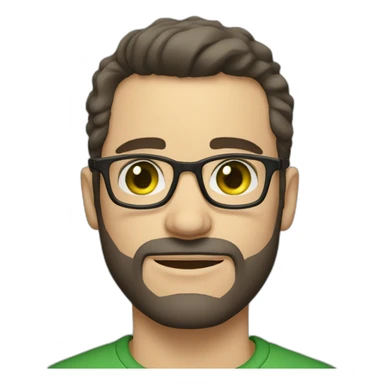 white man with glasses dark hair green eyes facial stubble sticker