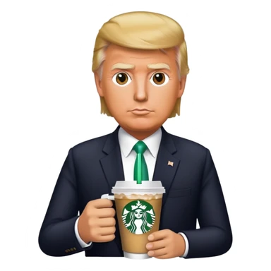 trump with stabucks drink sticker