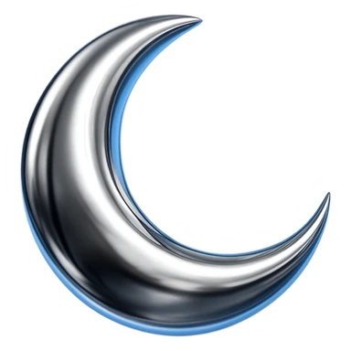 Add a subtle blue glow effect to the chrome moon icon while keeping the background transparent. sticker