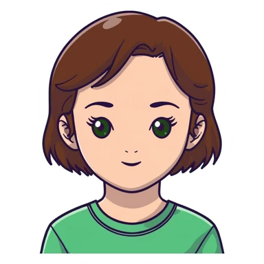 girl with brown hair green eyes and freckles sticker