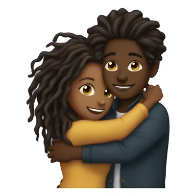 Brown girl with wavy hair hugging black boy who has dreads  sticker
