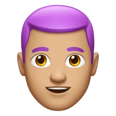 Man with pink skin and a purple buzz cut sticker