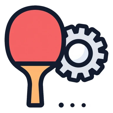 Pong game settings icon with paddle, ball, and gear sticker