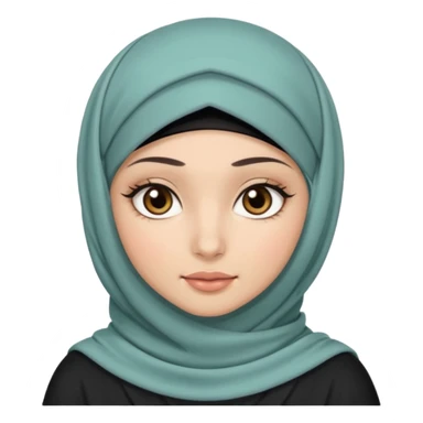 hijab with appear of some hair dark brown eyes and long lashes with and light  skin sticker