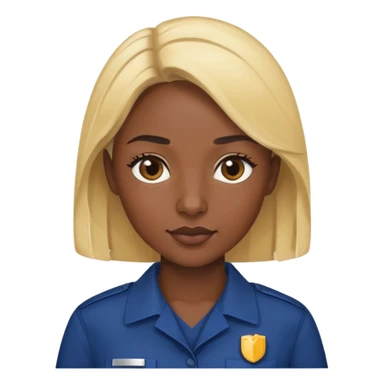 Dark skin women blond hear wearing dark blue work uniform sticker