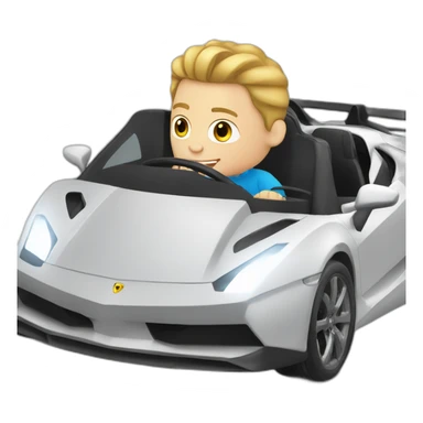 White Kid driving super car sticker