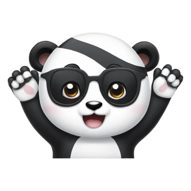 Panda hands put on eyes sticker