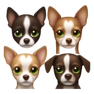 Long brown hair, green eyes, caucasian lady hugging dark brown chihuahua, chihuahua has one ear folded sticker