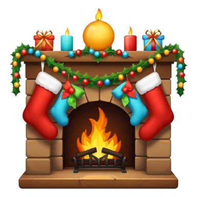 christmas fireplace sticker