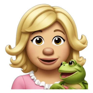 miss piggy eating a frog sticker