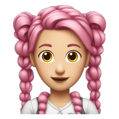 Pink-haired lady with pigtails sticker