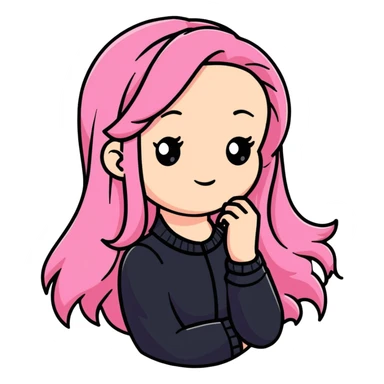 Girl pink long hair sticker