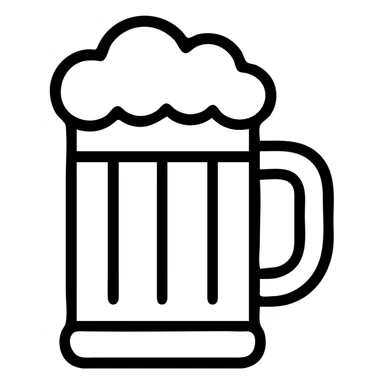 A beer mug with foam at the top, detailed pint glass with handle sticker