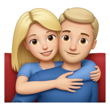 Women cuddling man on couch sticker