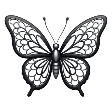 Black and silver filigree butterfly, 3D, extremely detailed design sticker