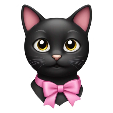 Black cat with pink bow around neck sticker