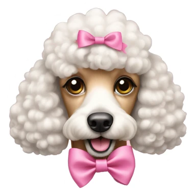 a poodle wearing a pink bow sticker