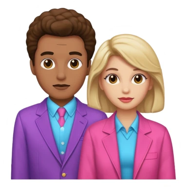 Man and woman dressed in 80s clothes sticker