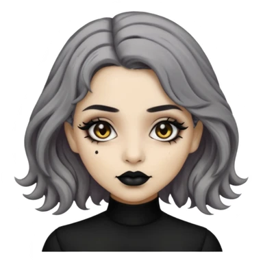  Beige olive skin  grey wavy hair black lips amber eyes goth girl sticker