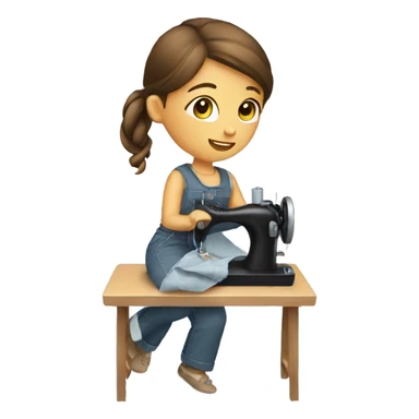 A girl sewing pants sticker