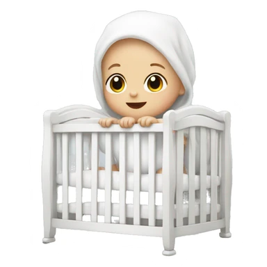 White baby in a white crib sticker