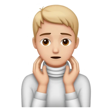 Give me a emoji with someone stress and their hands are crossed on their neck sticker