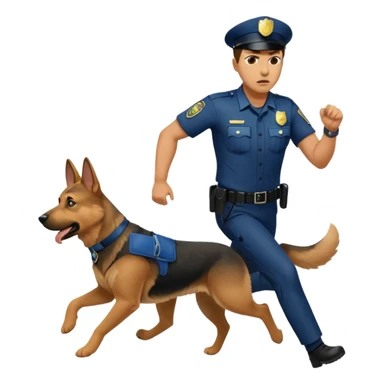 Police with dog is angry and police is running sticker