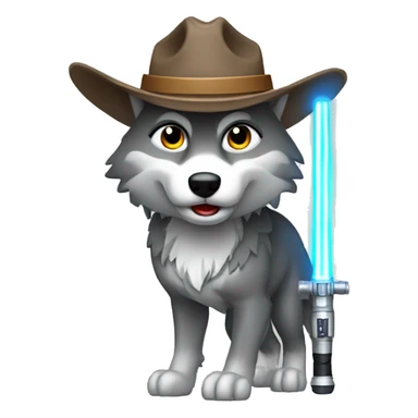 Wolf with cowboy hat Gray Lightsaber sticker
