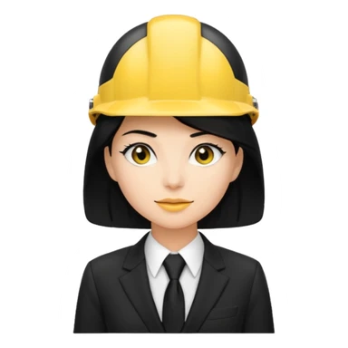 black suit black tie with yellow helmet ''black hair''  woman sticker