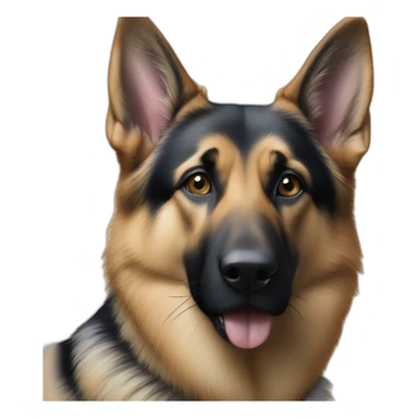 Photo realistic German shepherd with tabby cat sticker