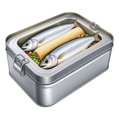 Small Tin rectangle sardine can opened  sticker