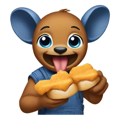 Stitch eating McDonald’s chicken nuggets  sticker