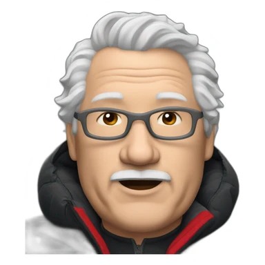 old white man overweight with black and red supreme north face puffy jacket  upper body bust sticker