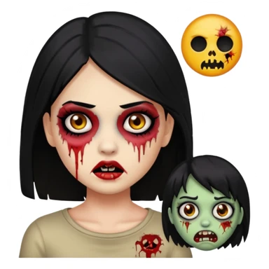 franjinha, zombie, emoji, menina, cabelo preto sticker