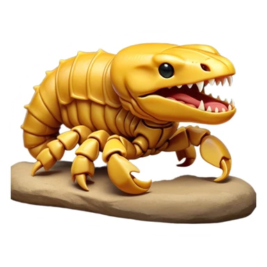 Cinematic Cute Yawning Emperor Scorpion Portrait Emoji, Head tilted slightly with a dramatic, wide-open yawn, showcasing a soft, textured exoskeleton with subtly drooping pincers and half-closed eyes in drowsy contentment, Simplified yet irresistibly adorable features, highly detailed, glowing with a soft, cozy glow, high shine, relaxed yet expressive, stylized with a dash of desert charm, soft glowing outline, capturing the essence of a sleepy yet affectionate scorpion that seems ready to stretch out for a nap! sticker