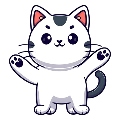 Playful cat with paws up sticker