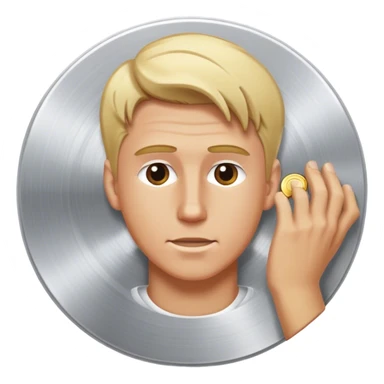 White dj blonde hair male scratching the disk sticker