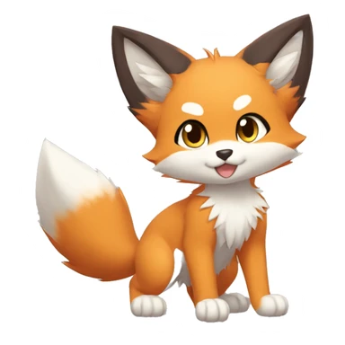 a anthro fur-sona kemono-style-chibi-style cat-fox-Fakémon-hybrid full body sticker