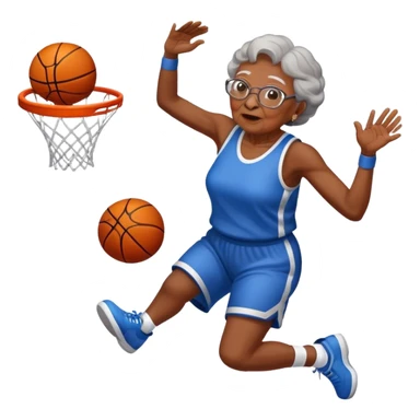 Grandma dunking basketball  sticker