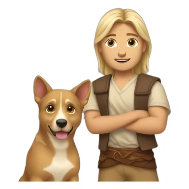 Pocahontas pets little white blonde boy called ludwig sticker