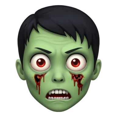 zombie verde com a  cara assustado e cabelo preto  sticker